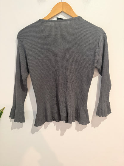Glassons Grey Ribbed Peplum Cardigan - Size 10