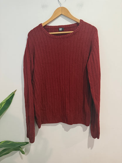In Extenso Rust Ribbed Knit Jumper - Size L