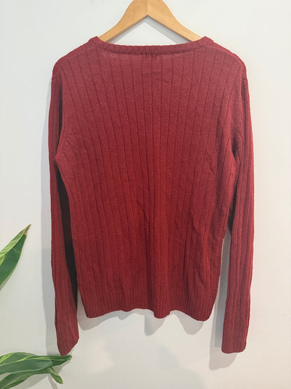 In Extenso Rust Ribbed Knit Jumper - Size L
