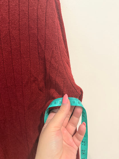 In Extenso Rust Ribbed Knit Jumper - Size L