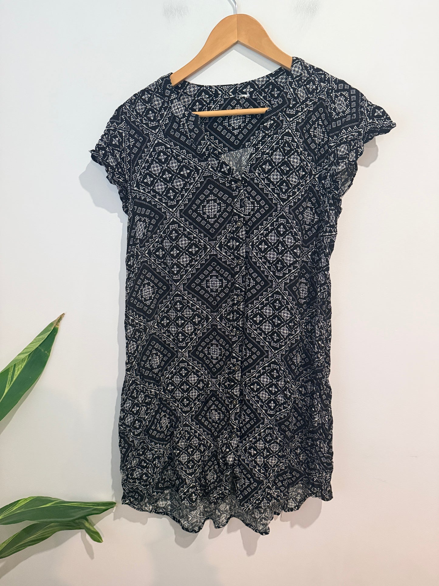 Cut Label Black Aztec Pattern Viscose Dress - 54cm u/arm