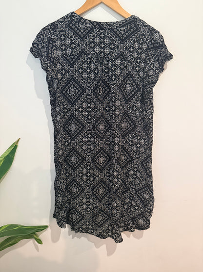 Cut Label Black Aztec Pattern Viscose Dress - 54cm u/arm