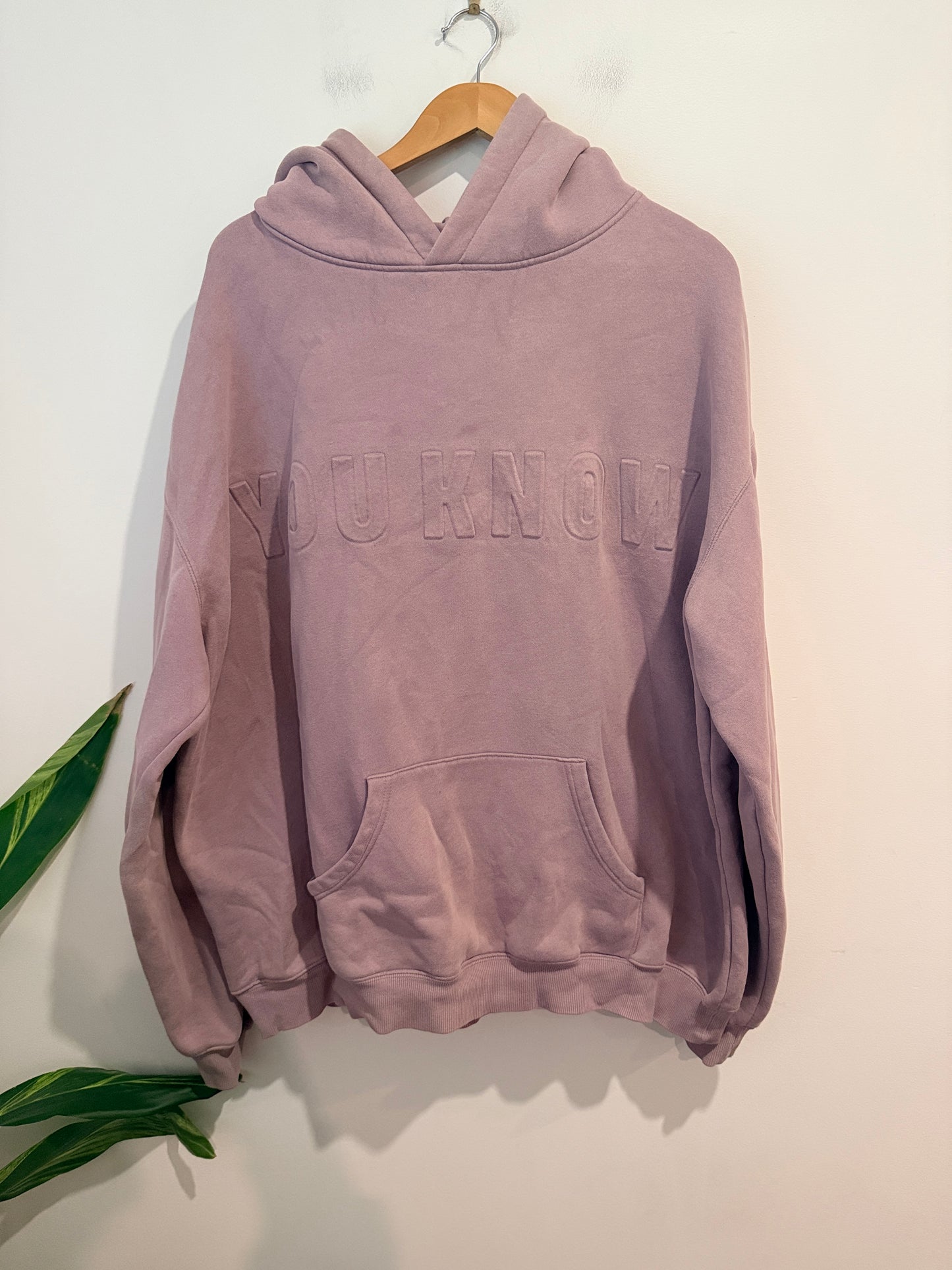 YKTR Mauve "You Know" Embossed Hoodie - Size 2XL