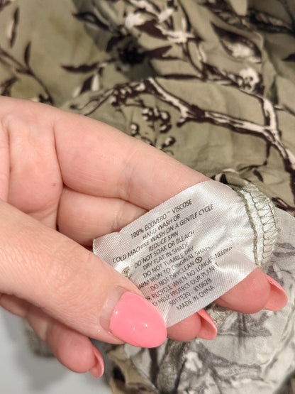 Spirit Khaki Botanical Print Top - Size 8