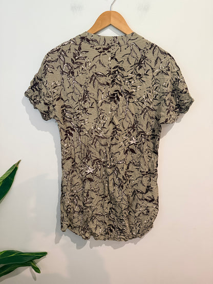 Spirit Khaki Botanical Print Top - Size 8
