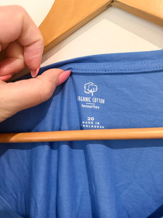 Favourites Blue Organic Cotton Tee - Size 20
