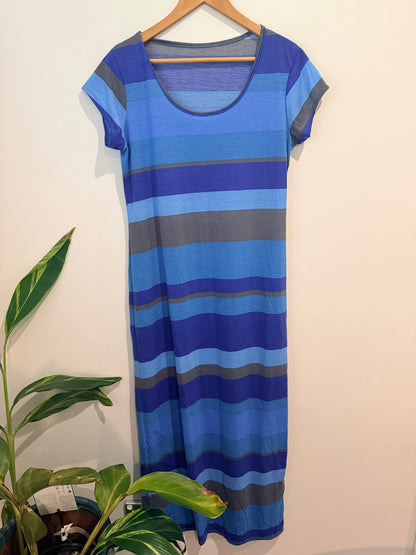 Cut Label UK Blue Striped Stretch Dress - 51cm u/arm