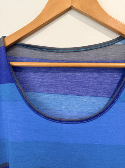 Cut Label UK Blue Striped Stretch Dress - 51cm u/arm