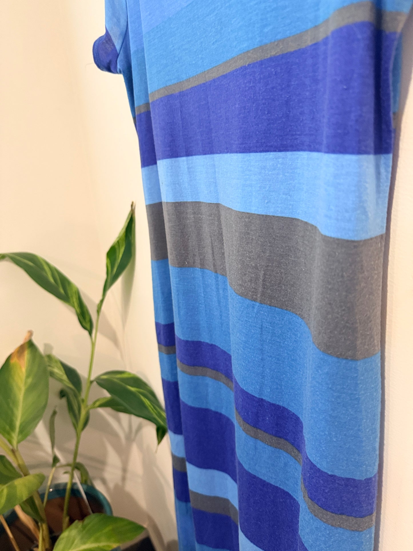 Cut Label UK Blue Striped Stretch Dress - 51cm u/arm