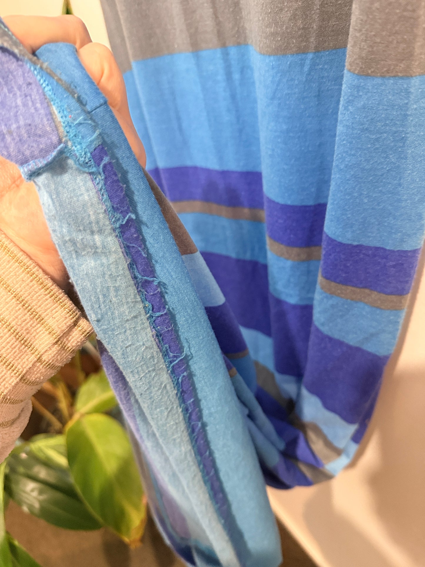Cut Label UK Blue Striped Stretch Dress - 51cm u/arm