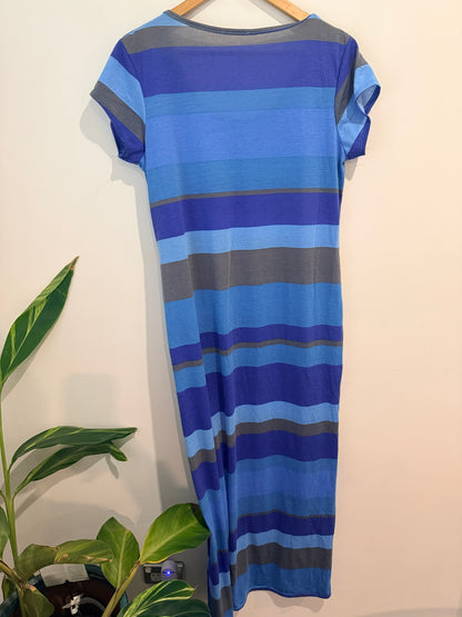 Cut Label UK Blue Striped Stretch Dress - 51cm u/arm