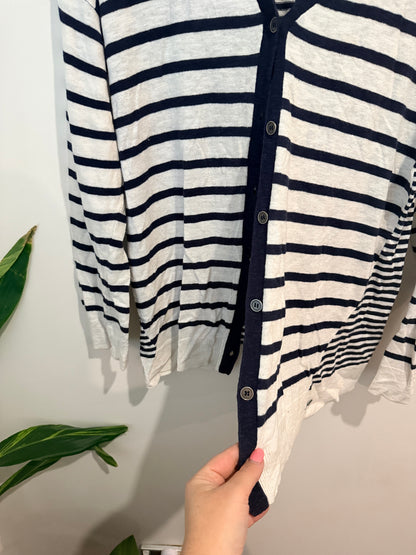 Line 7 Navy & White Striped Cardigan - L