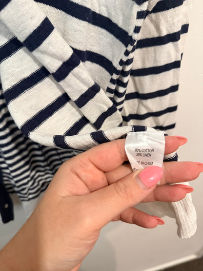 Line 7 Navy & White Striped Cardigan - L