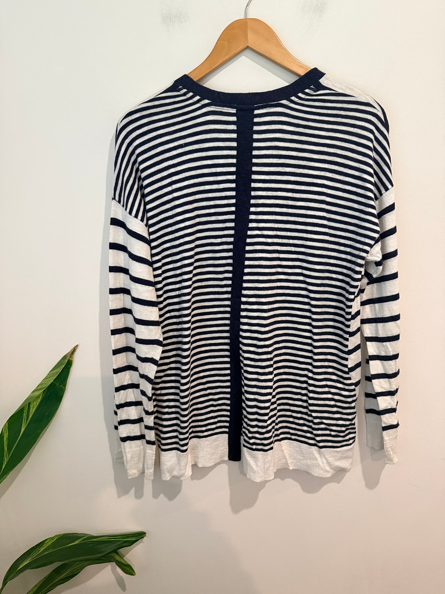 Line 7 Navy & White Striped Cardigan - L