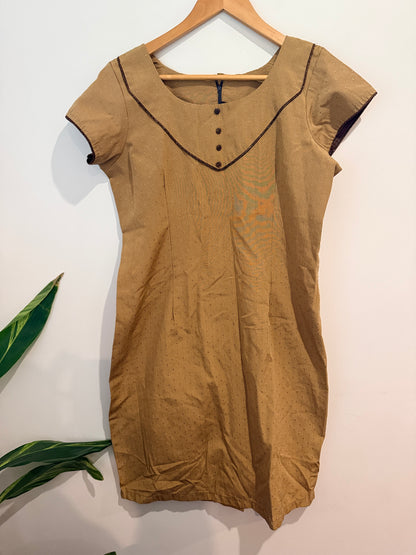 Brand Unknown Tan Pinstripe Shift Dress - 51cm u/arm