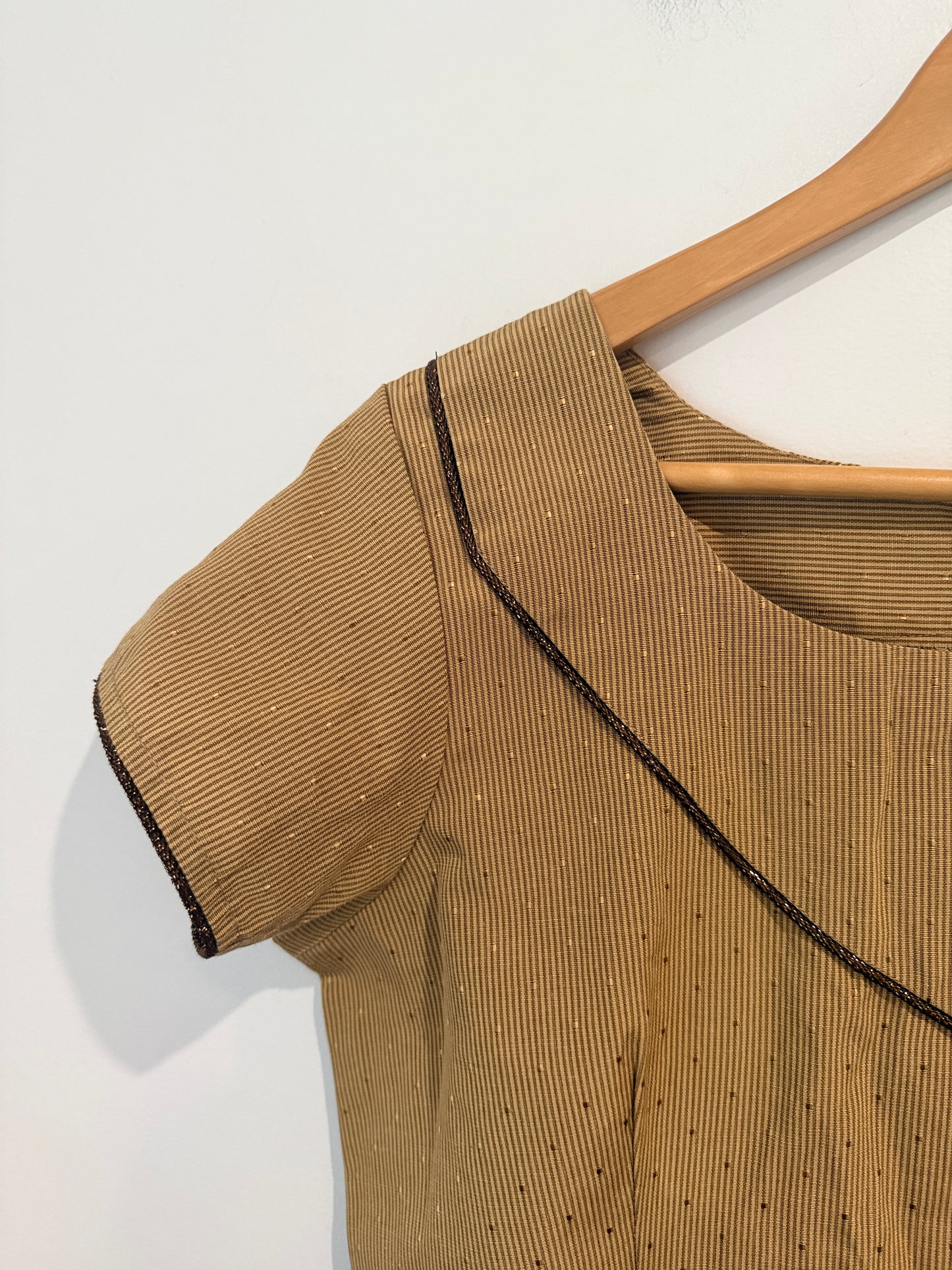 Brand Unknown Tan Pinstripe Shift Dress - 51cm u/arm