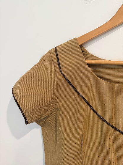 Brand Unknown Tan Pinstripe Shift Dress - 51cm u/arm