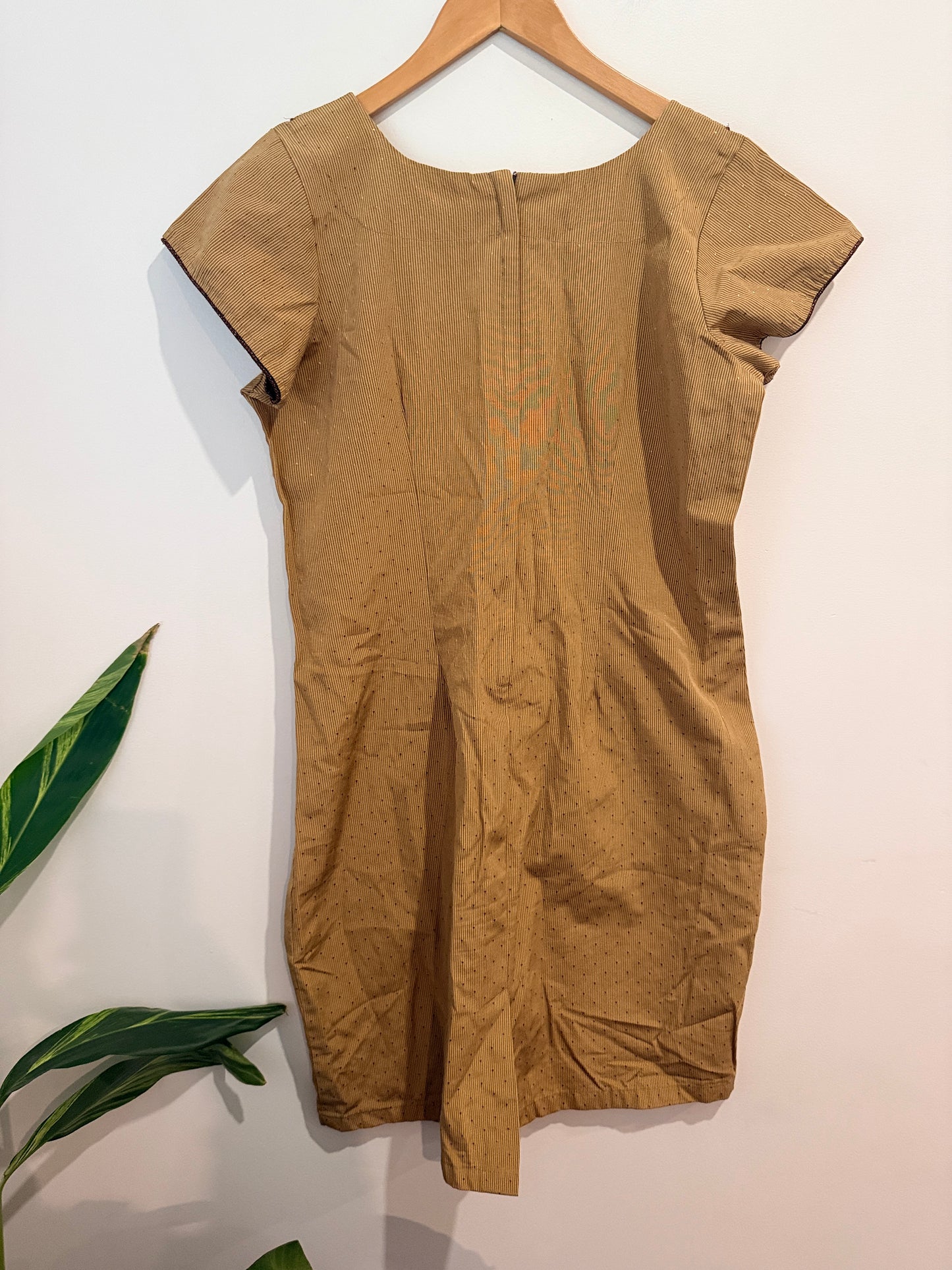 Brand Unknown Tan Pinstripe Shift Dress - 51cm u/arm