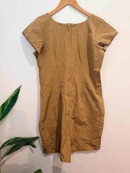 Brand Unknown Tan Pinstripe Shift Dress - 51cm u/arm