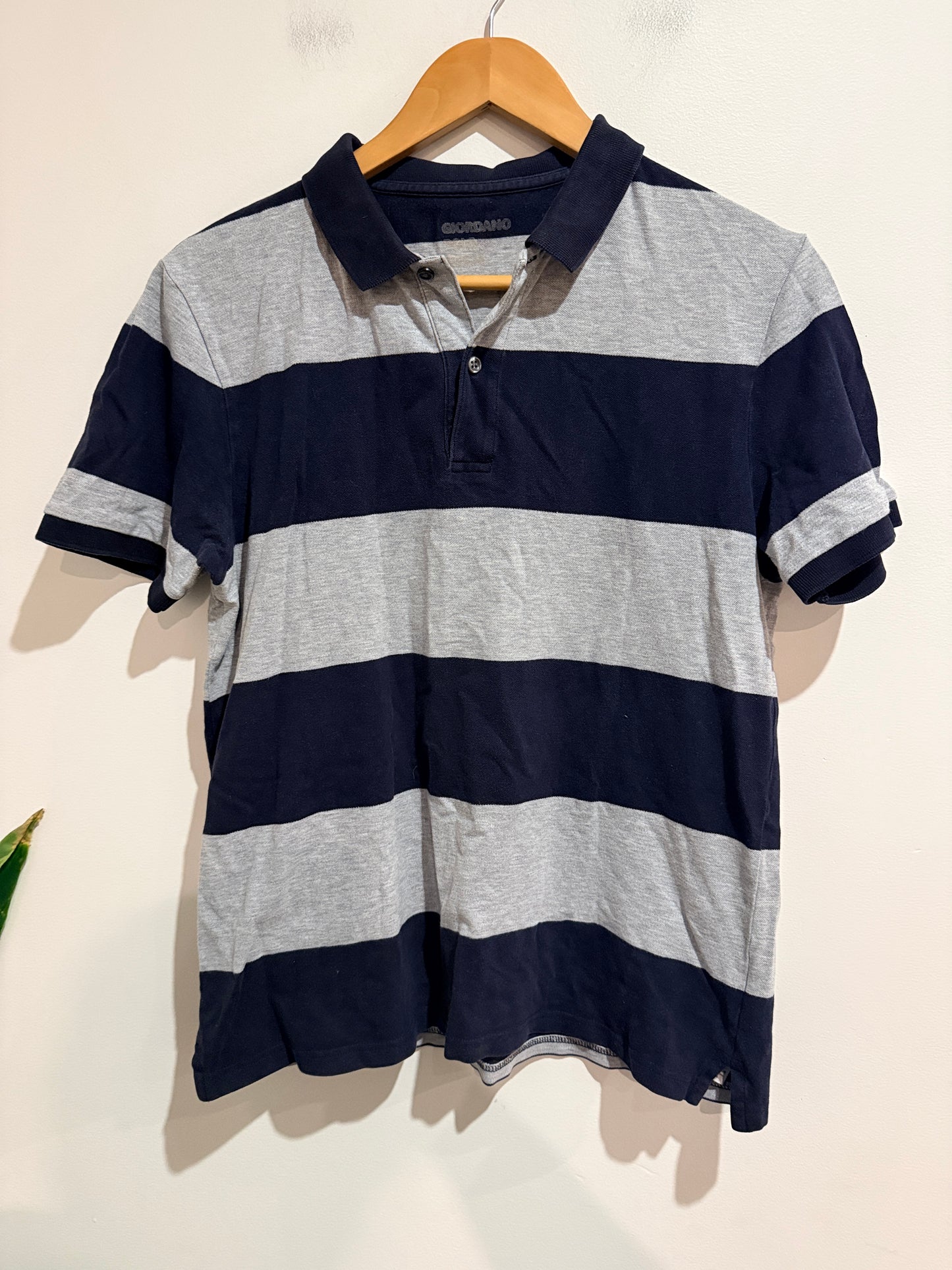 Giordano Striped Polo Shirt Size M | 170/96A | U/Arm to U/Arm 50cm