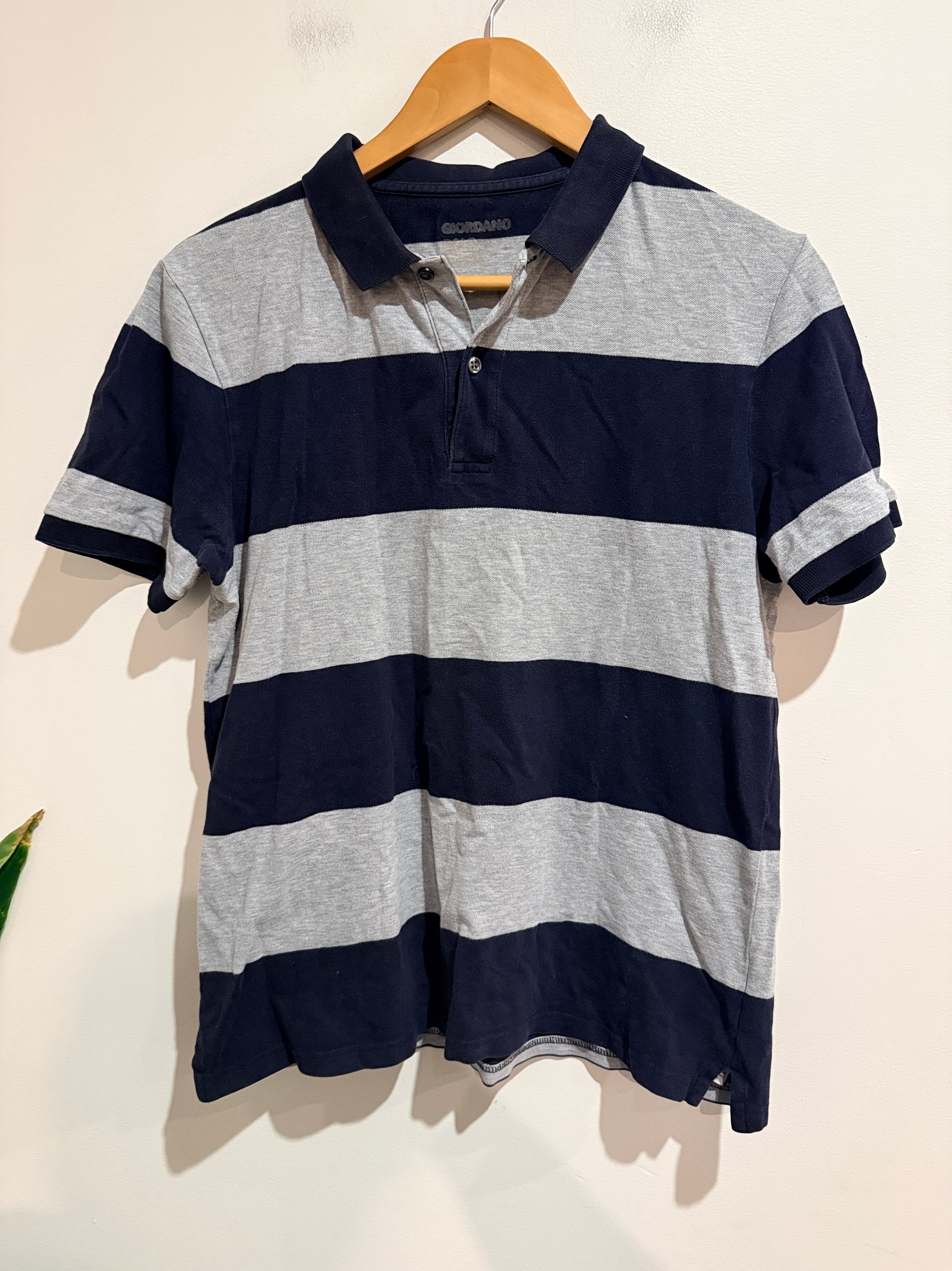 Giordano Striped Polo Shirt Size M | 170/96A | U/Arm to U/Arm 50cm