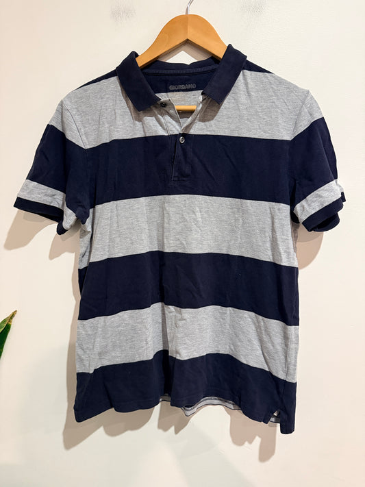 Giordano Striped Polo Shirt Size M | 170/96A | U/Arm to U/Arm 50cm
