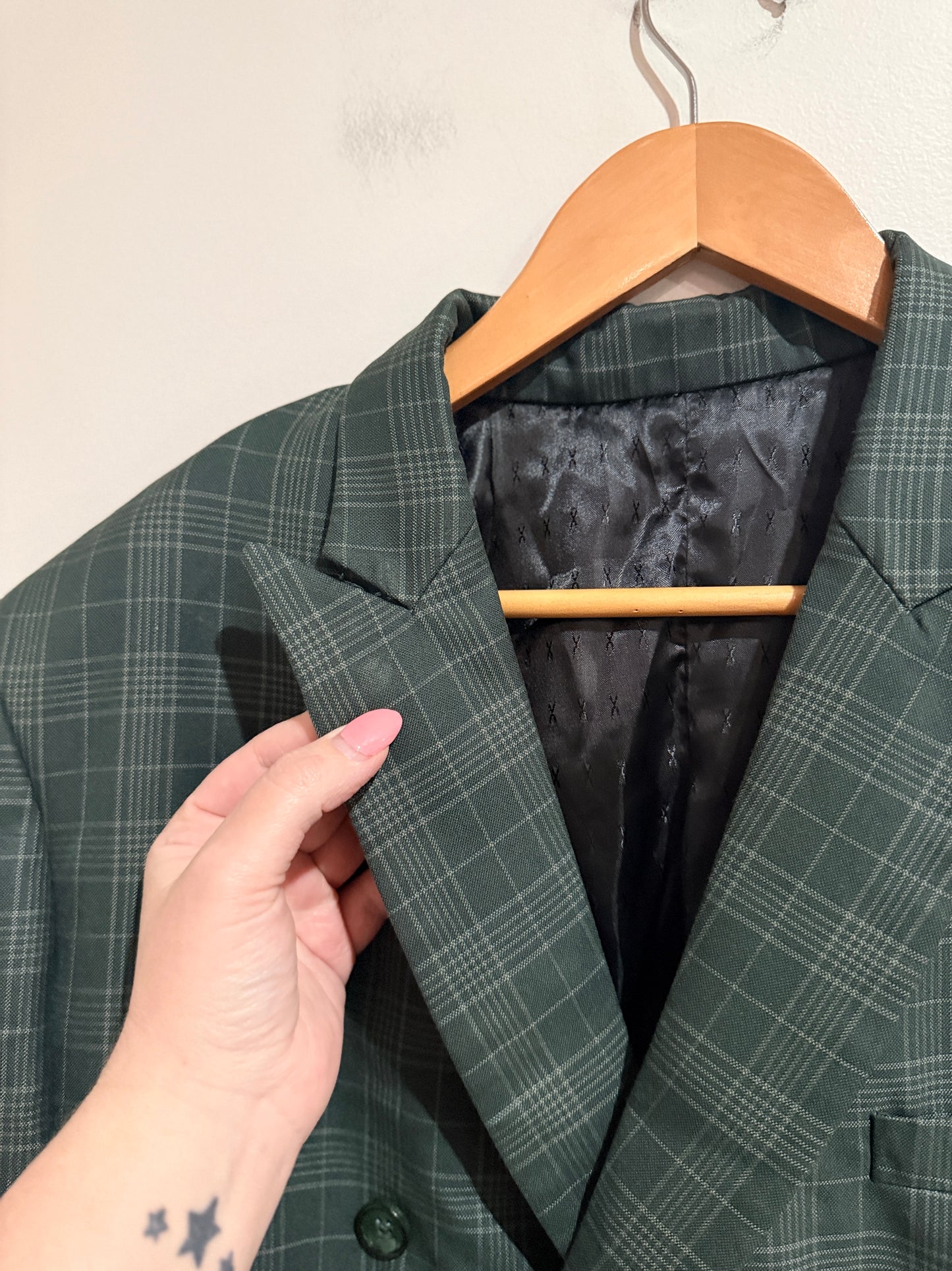 Brand Unknown Checkered Suit Jacket Size U/Arm to U/Arm 53cm