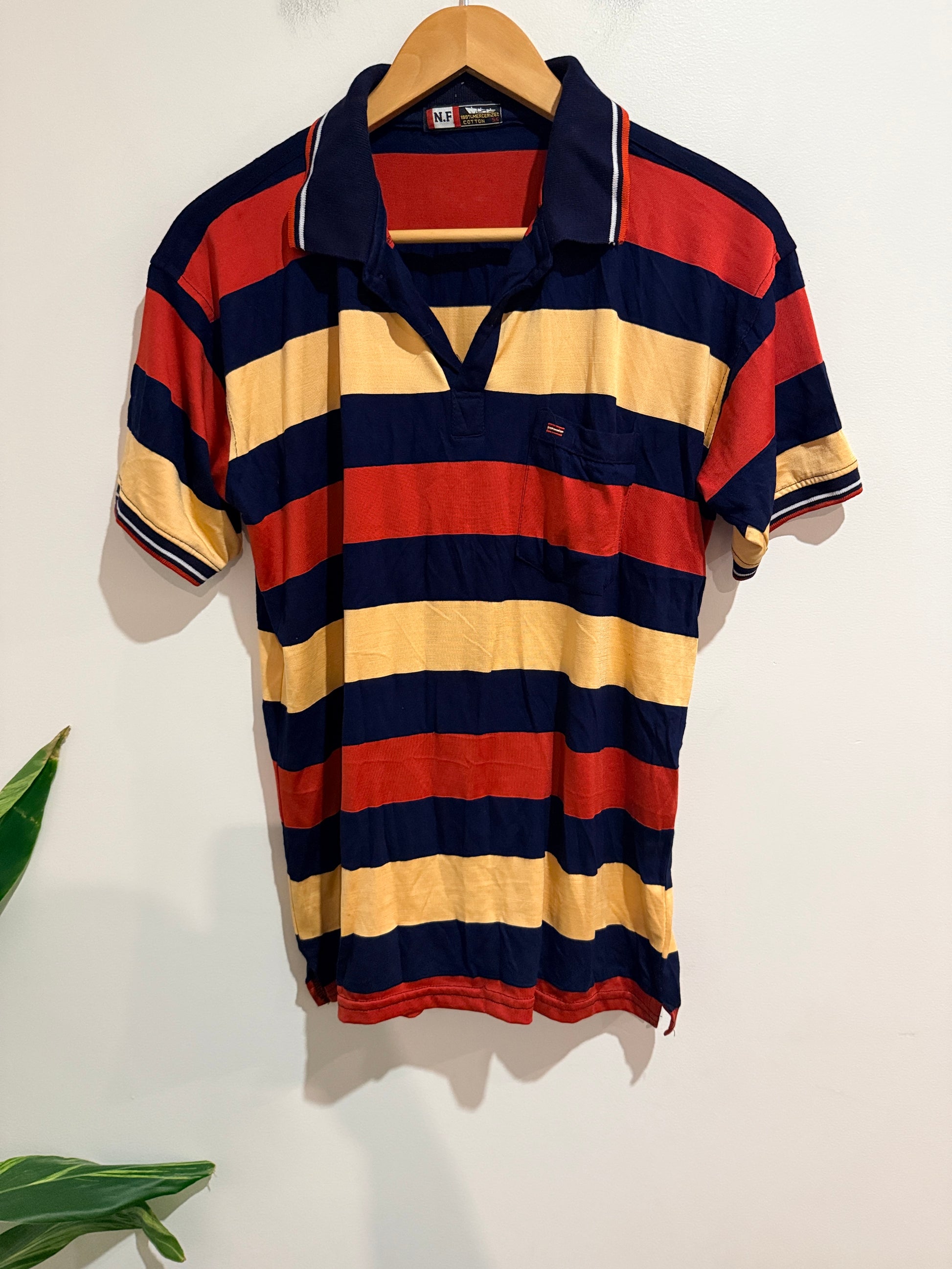 N.F Striped Polo Shirt Size U/Arm to U/Arm 55cm