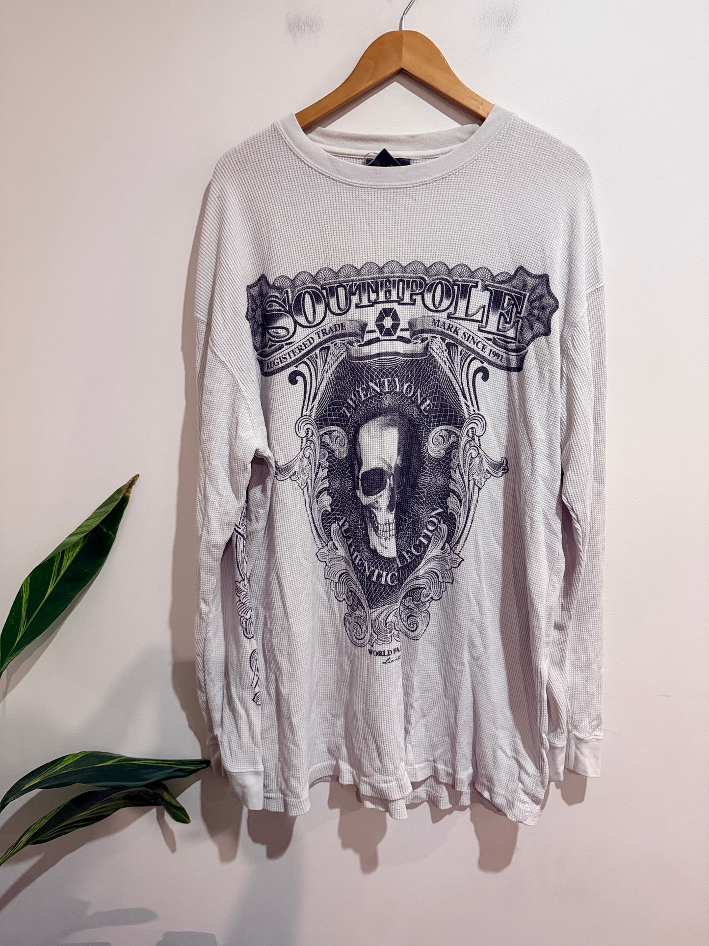 Southpole White Skull Graphic Waffle Long Sleeve - 3XL