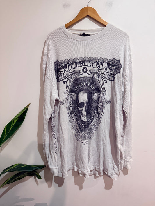 Southpole White Skull Graphic Waffle Long Sleeve - 3XL