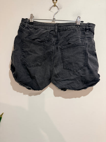 H&M Black Rolled Hem Denim Shorts - Size 12