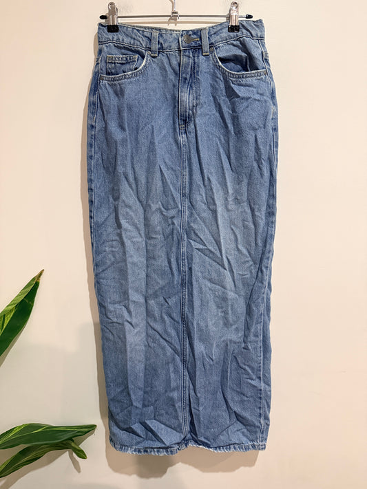 Cotton On Blake Denim Maxi Skirt Light Wash - Size 6