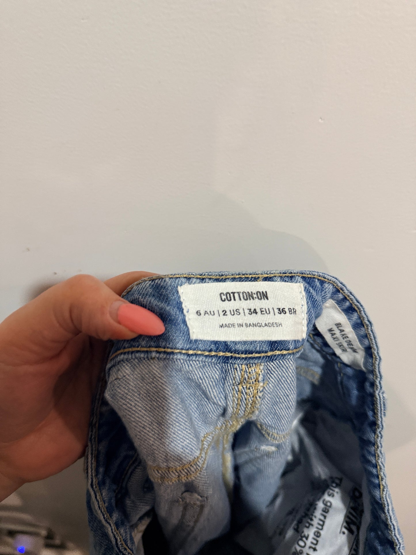 Cotton On Blake Denim Maxi Skirt Light Wash - Size 6