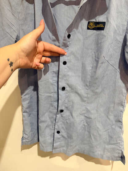 Takapuna Grammar School Blue Check Short Sleeve Shirt - Size 8