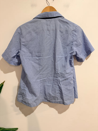 Takapuna Grammar School Blue Check Short Sleeve Shirt - Size 8