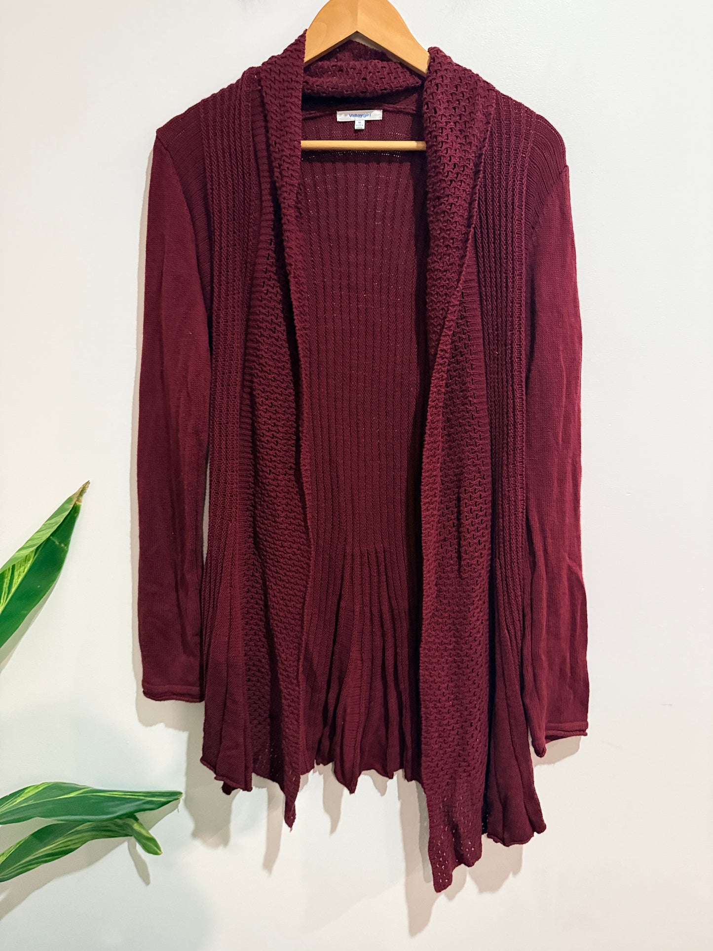 Valleygirl Burgundy Open Knit Cardigan - M