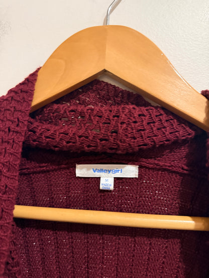 Valleygirl Burgundy Open Knit Cardigan - M
