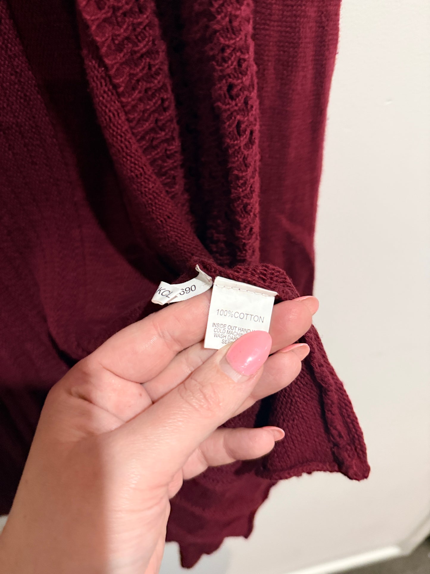 Valleygirl Burgundy Open Knit Cardigan - M