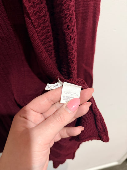 Valleygirl Burgundy Open Knit Cardigan - M
