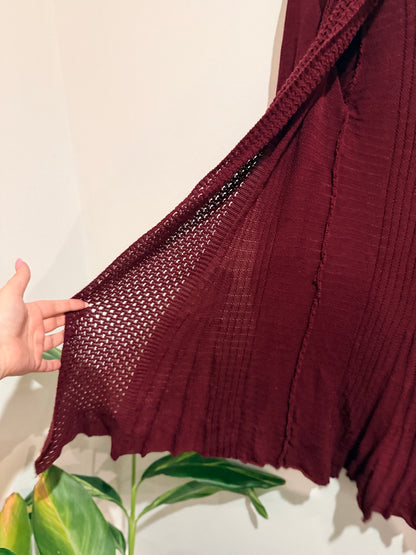 Valleygirl Burgundy Open Knit Cardigan - M