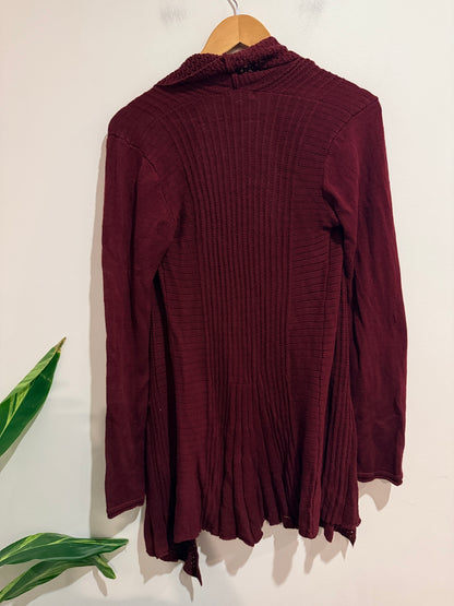 Valleygirl Burgundy Open Knit Cardigan - M