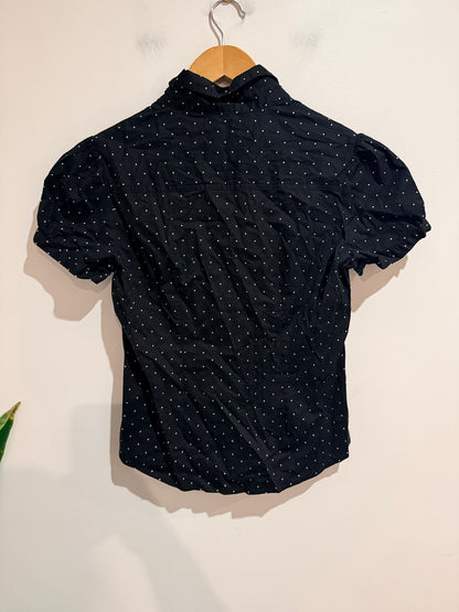 Emerson Black Polka Dot Short Sleeve Shirt - Size 10