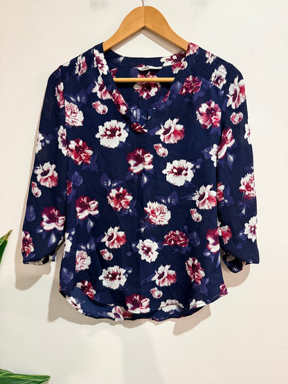 Spirit Navy Floral Blouse - Size 8