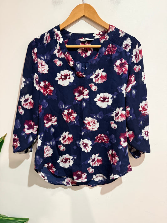 Spirit Navy Floral Blouse - Size 8