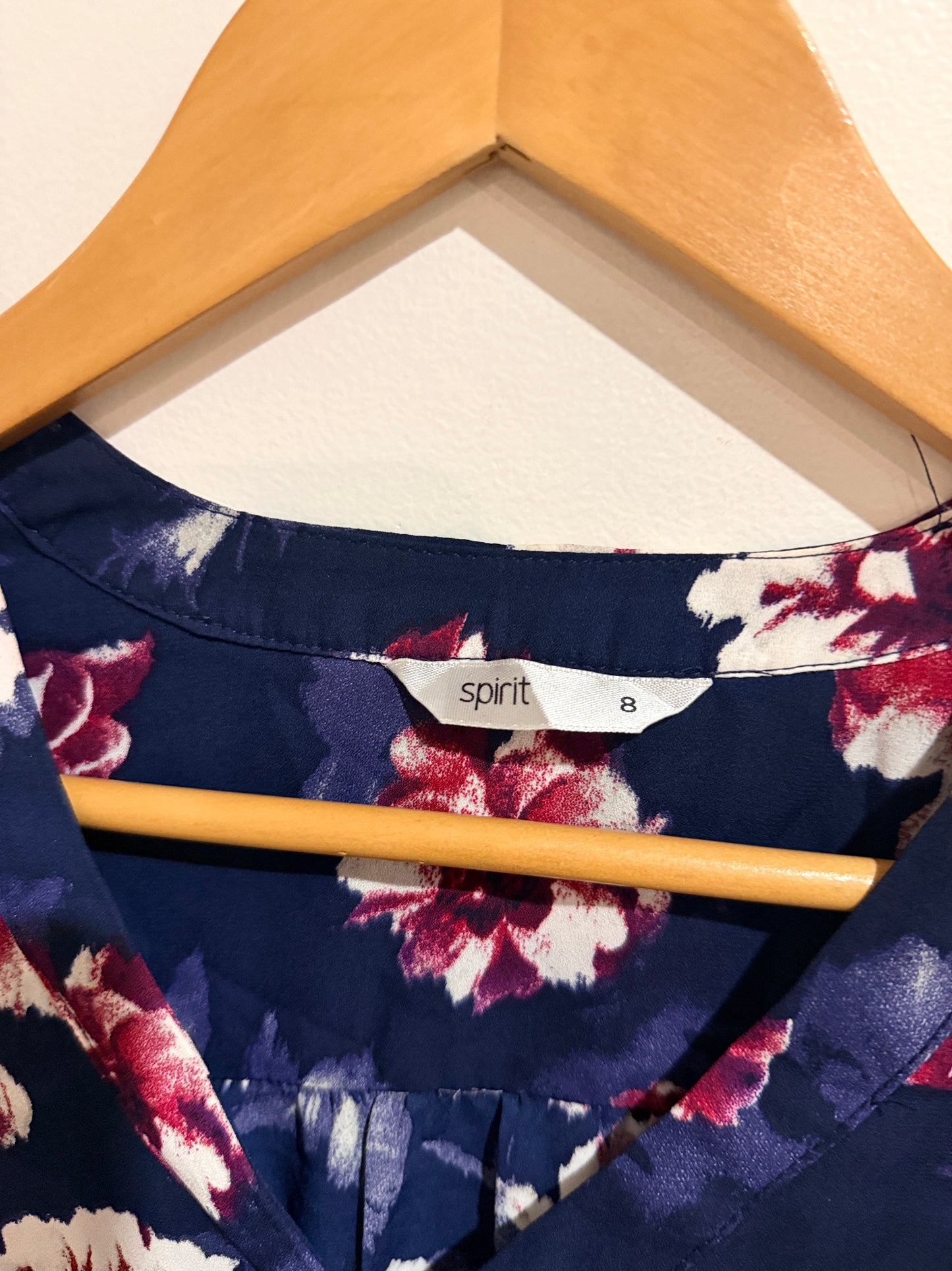 Spirit Navy Floral Blouse - Size 8