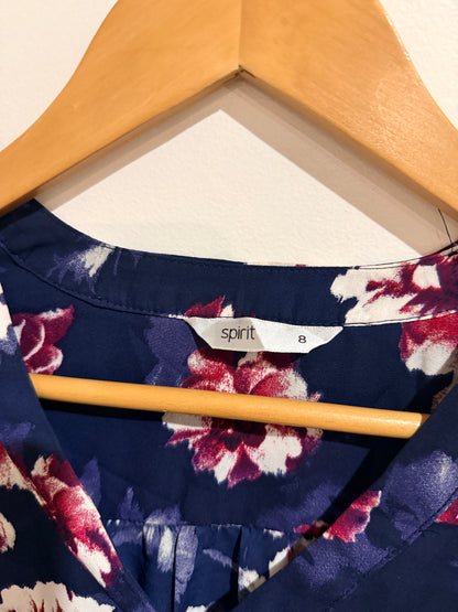 Spirit Navy Floral Blouse - Size 8