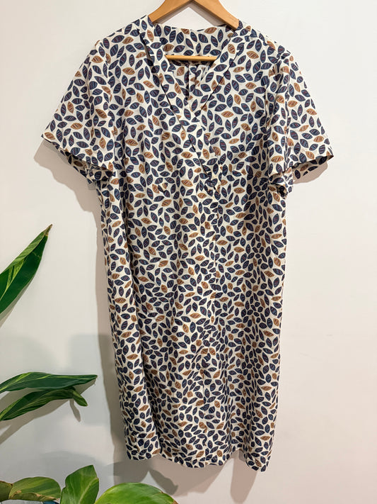 Brand Unknown Leaf Print Shift Dress - 56cm u/arm