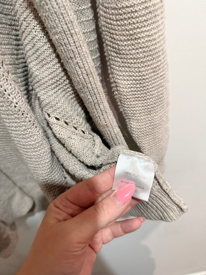 Ella J Beige Open Front Knit Cardigan - Size 10