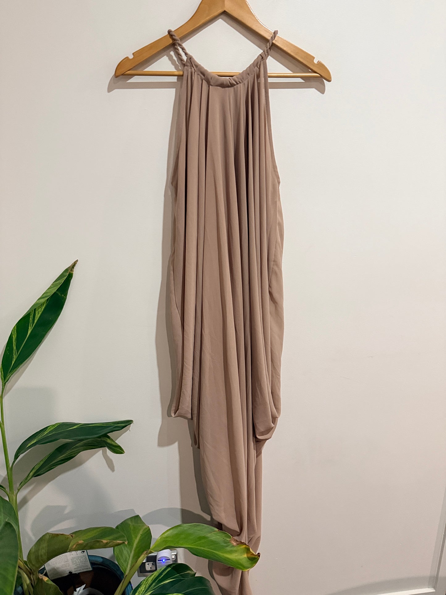 Indikah Taupe Draped Halter Dress - 12