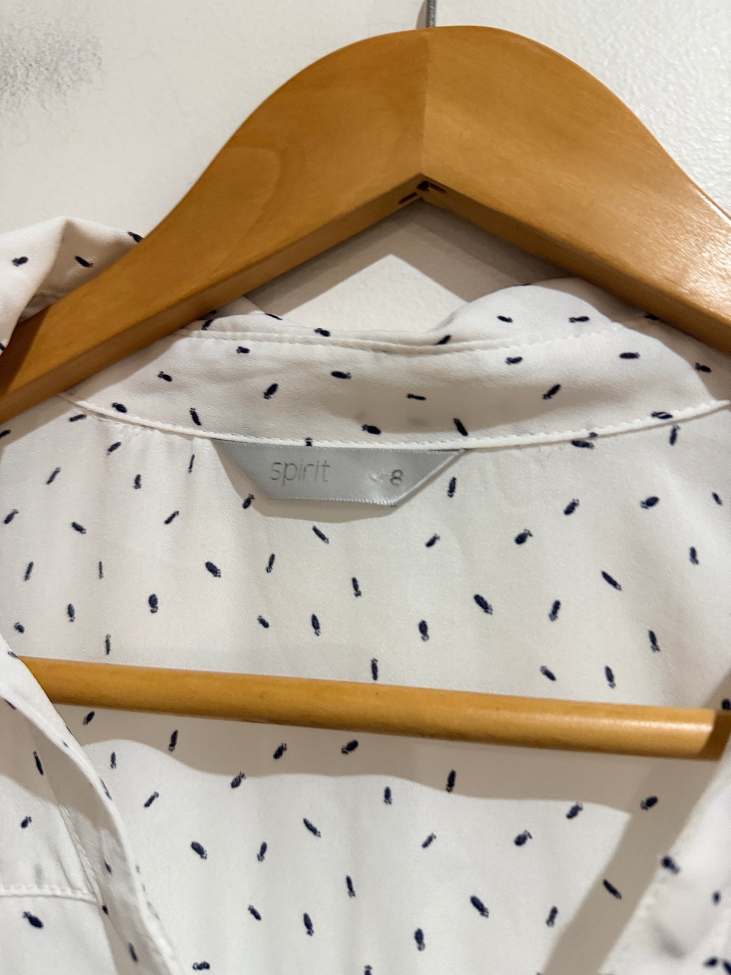 Spirit White Speckle Print Button-Up Blouse - 8